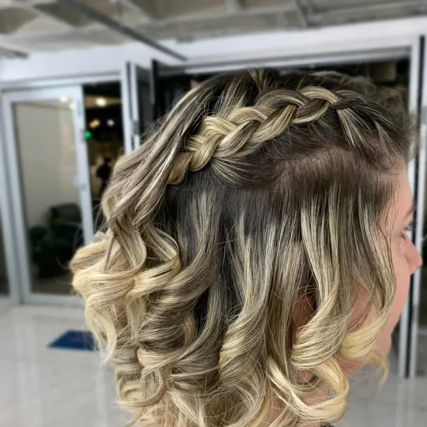 Penteado com trança lateral e ondas